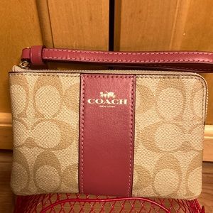 Coach wristlet Gold/light Khaki rouge.